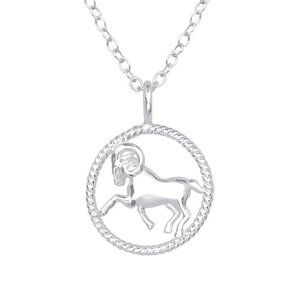 Sterling Silver Aries Zodiac Necklace